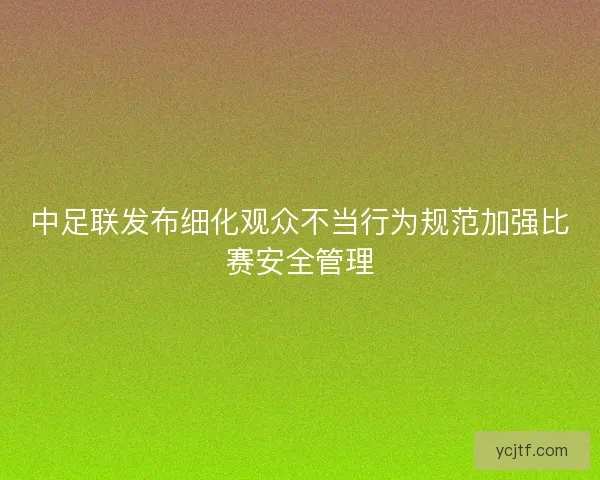 中足联发布细化观众不当行为规范加强比赛安全管理